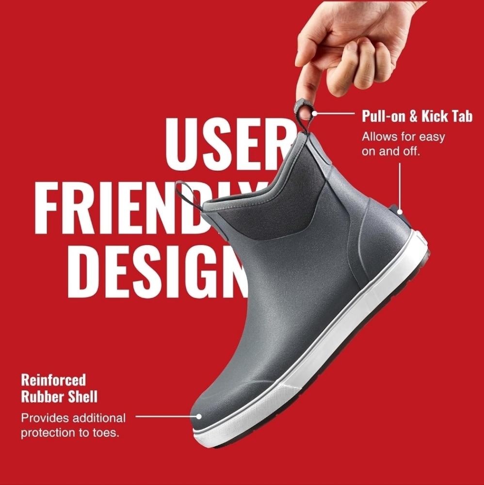 Piscifun Men’ s Deck Boots, Waterproof Fishing Rain Boots, Anti-Slip Rubber Boot - Picture 6 of 7